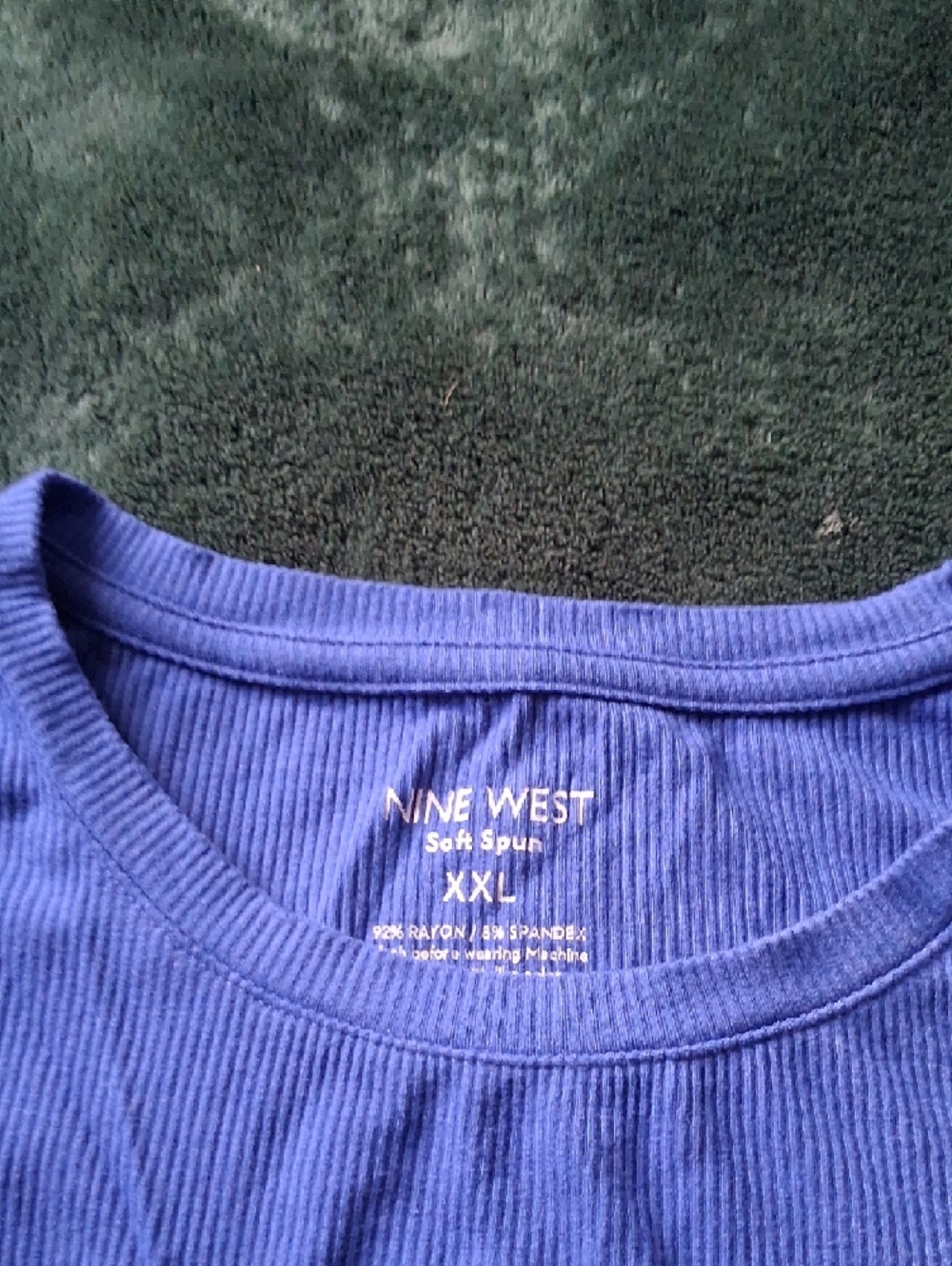 Nine West Royal Blue Short Sleeve Ribbed Tee - Picture 2 of 5